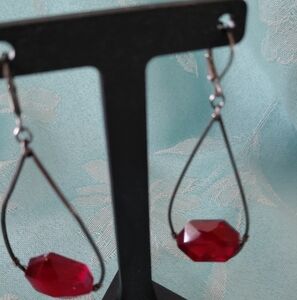 Elegant Red Drop Pierced Earrings